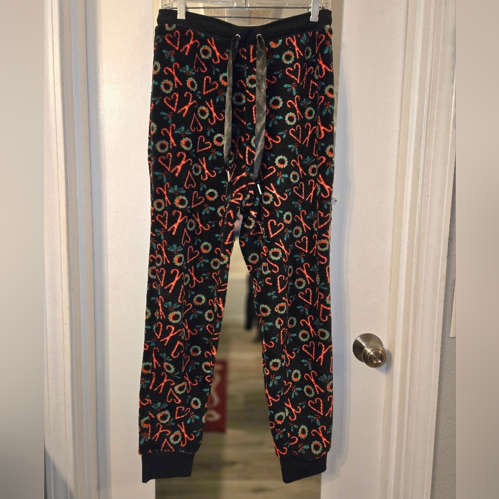 Festive Candy Cane & Wreath Patterned Women's P.J. Pants